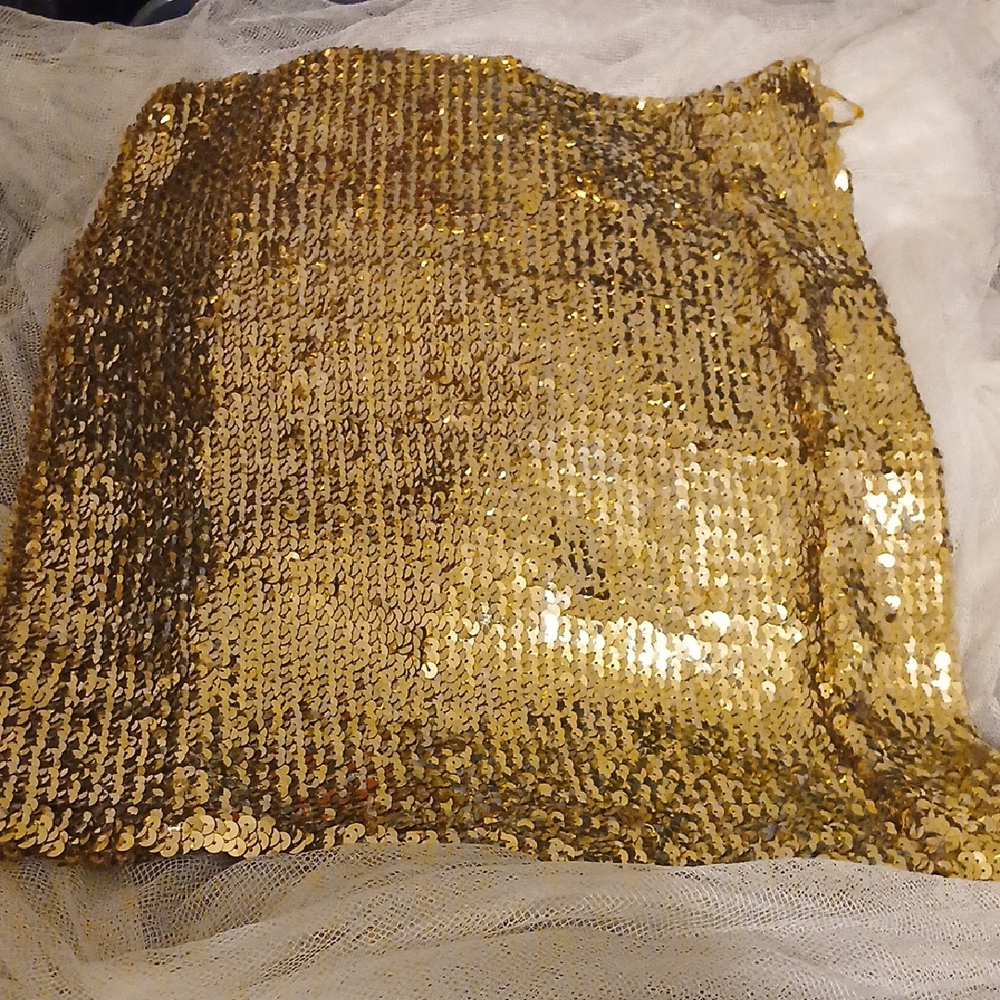 Glamorous Gold Sequin Cocktail Mini Skirt
